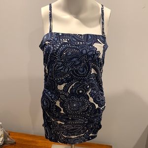 INC embellished blue pattern top, XL